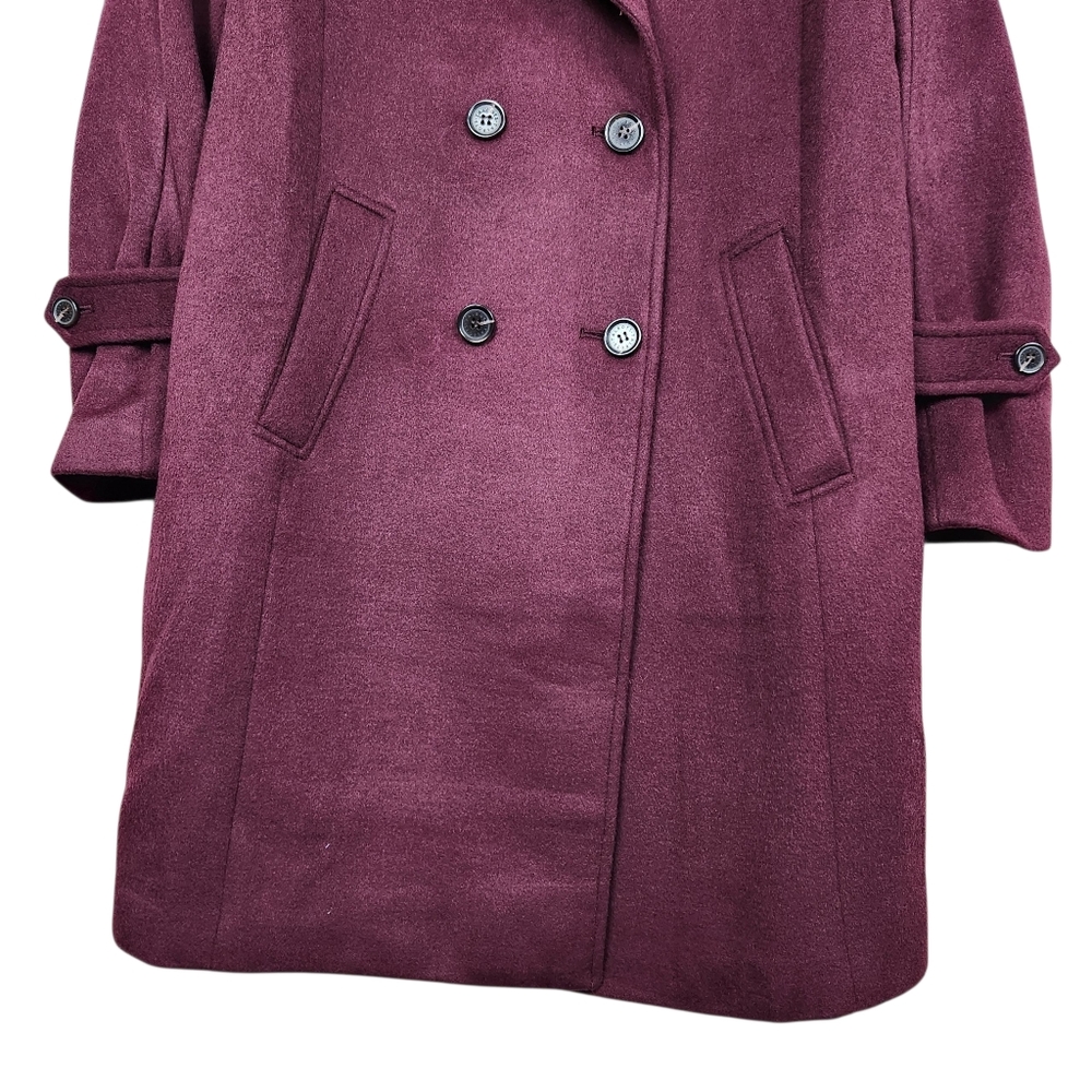 Talbots Double Breasted Wool Blend Car Coat Plum Wine Purple Gala Womens Size S - Picture 6 of 14